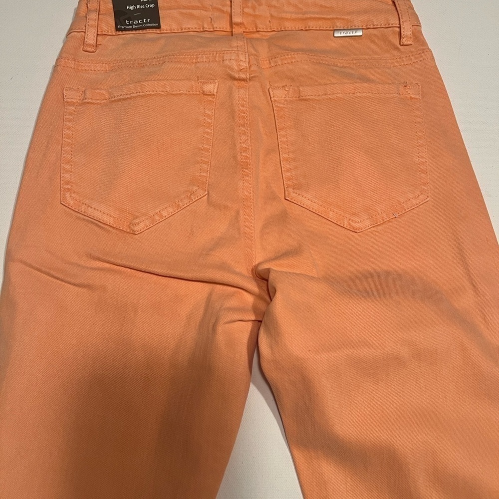 Mona High Rise Tractr Jeans Spanish Vanilla Denim Skinny Crop Fray MSRP $90 (D4) - Picture 7 of 10